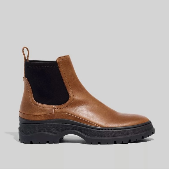 Madewell Leather Dani Chelsea Lugsole Boots Pull On Stable Brown Women Size 10 - Picture 3 of 11